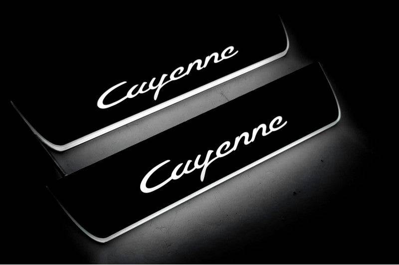 Porsche Cayenne Coupe 2019+ LED Sill With Logo Cayenne Porsche Led Door Sills opdesign