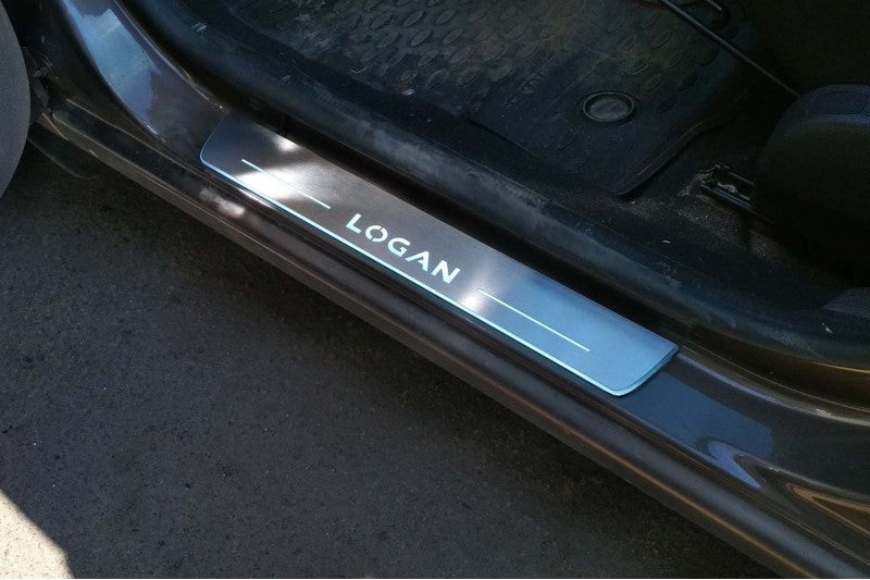 Renault Logan II Led Door Sills With Logo Logan - decoinfabric