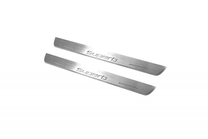 Skoda SuperB II 2008-2015 Door Sill Led Plate With Logo SuperB Skoda Led Door Sills opdesign