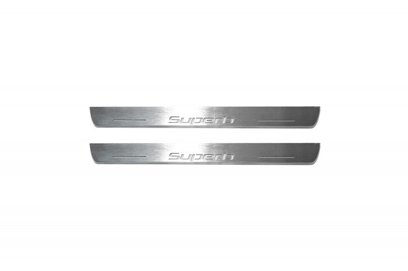 Skoda SuperB II 2008-2015 Door Sill Led Plate With Logo SuperB Skoda Led Door Sills opdesign