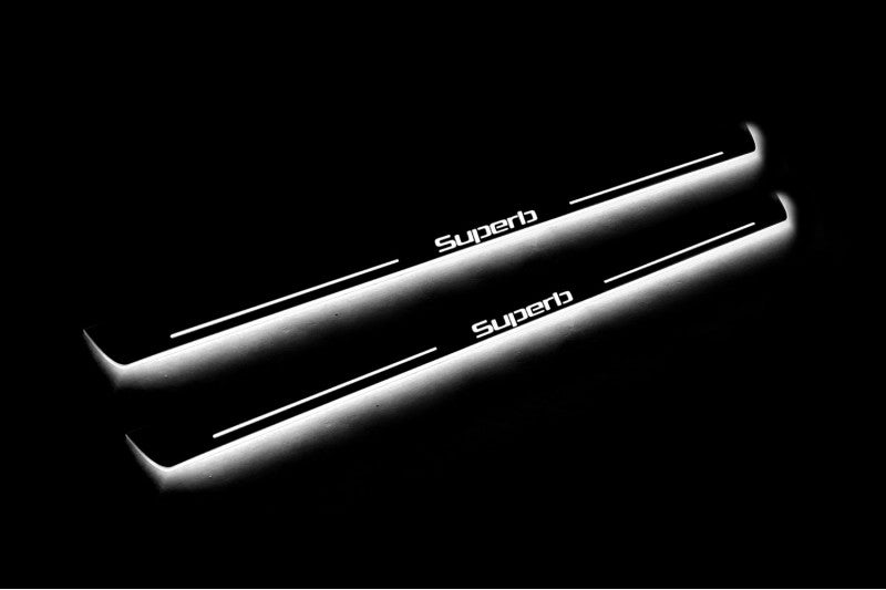 Skoda SuperB II 2008-2015 Door Sill Led Plate With Logo SuperB Skoda Led Door Sills opdesign