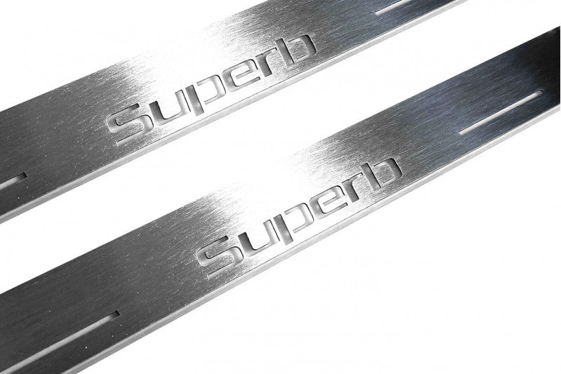 Skoda SuperB II 2008-2015 Door Sill Led Plate With Logo SuperB Skoda Led Door Sills opdesign