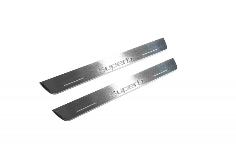 Skoda SuperB II 2008-2015 Door Sill Led Plate With Logo SuperB Skoda Led Door Sills opdesign