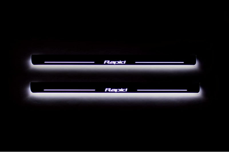 Skoda Rapid 2012+ Led Door Sills With Logo Rapid Skoda Led Door Sills opdesign