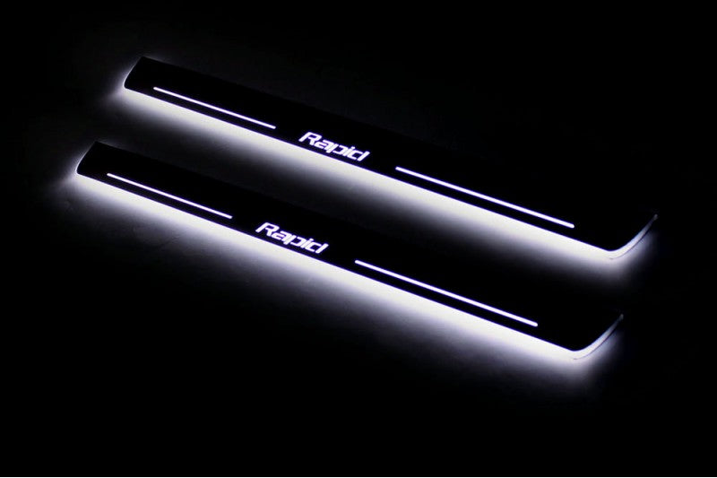 Skoda Rapid 2012+ Led Door Sills With Logo Rapid Skoda Led Door Sills opdesign