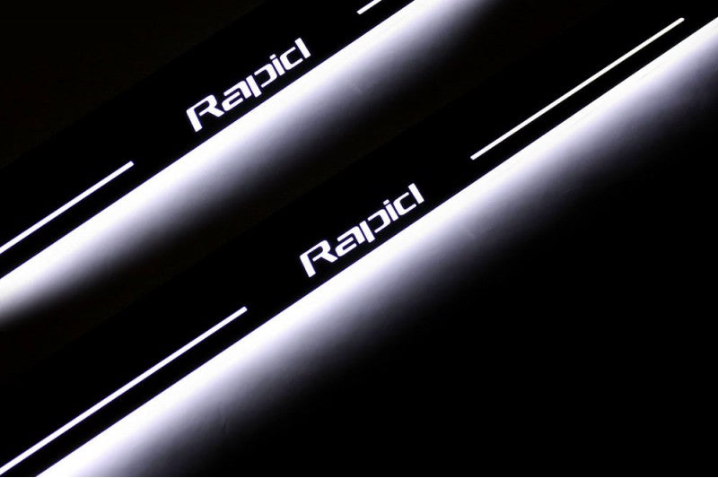 Skoda Rapid 2012+ Led Door Sills With Logo Rapid Skoda Led Door Sills opdesign