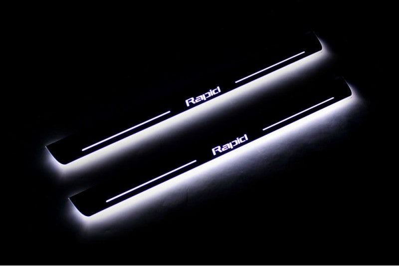 Skoda Rapid 2012+ Led Door Sills With Logo Rapid Skoda Led Door Sills opdesign