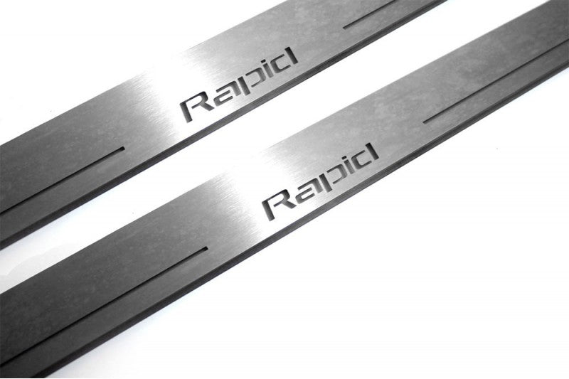 Skoda Rapid 2012+ Led Door Sills With Logo Rapid Skoda Led Door Sills opdesign