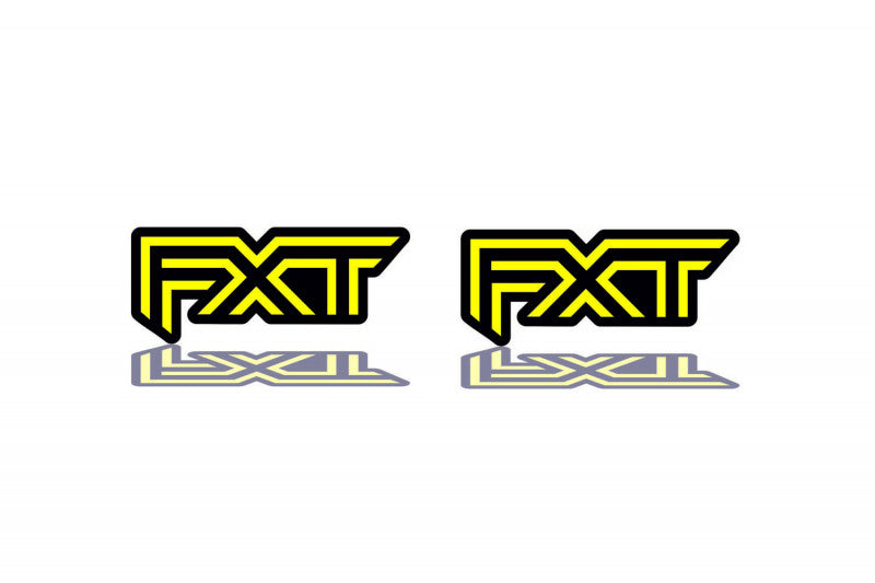 emblem (badges) for fenders with FXT logo Subaru emblems decoinfabric BLACK YELLOW