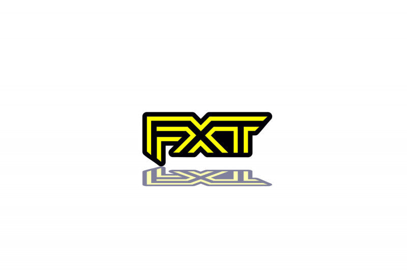 Radiator grille emblem with FXT logo Subaru emblems decoinfabric BLACK YELLOW