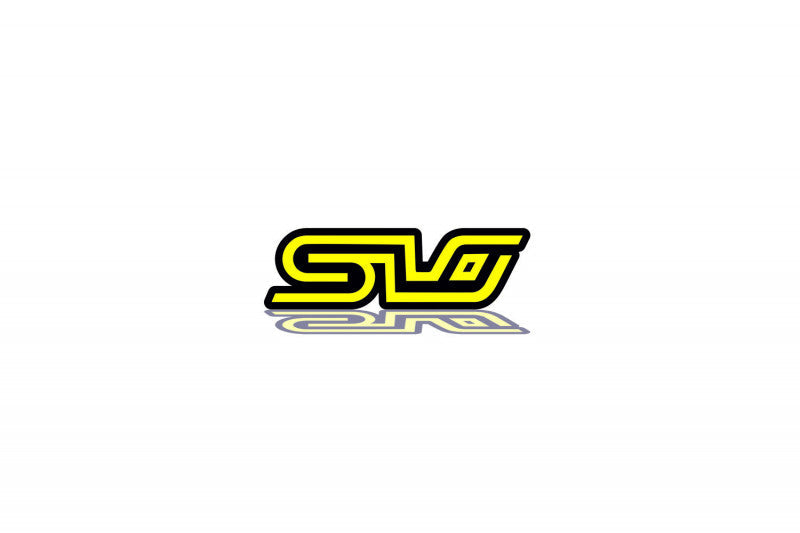 Subaru Radiator grille emblem with SLO logo Subaru emblems decoinfabric BLACK YELLOW