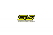 Subaru Radiator grille emblem with SLO logo Subaru emblems decoinfabric BLACK YELLOW