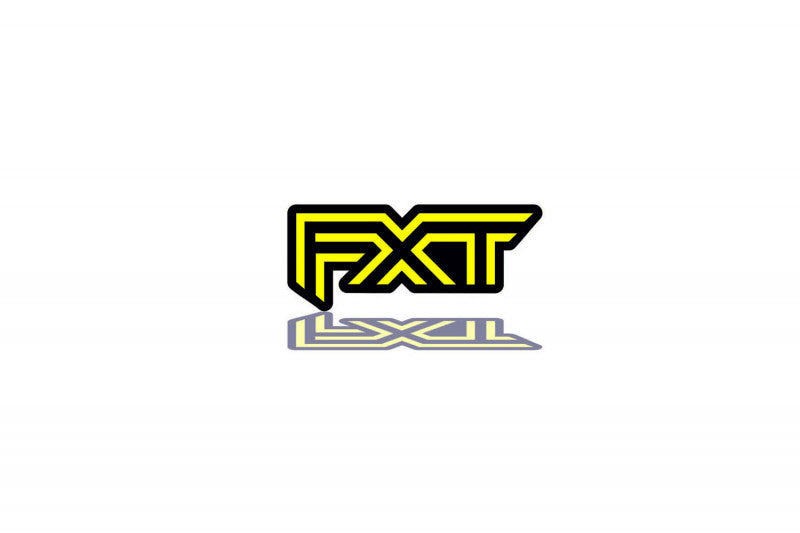 tailgate trunk rear emblem with FXT logo Subaru emblems decoinfabric BLACK YELLOW