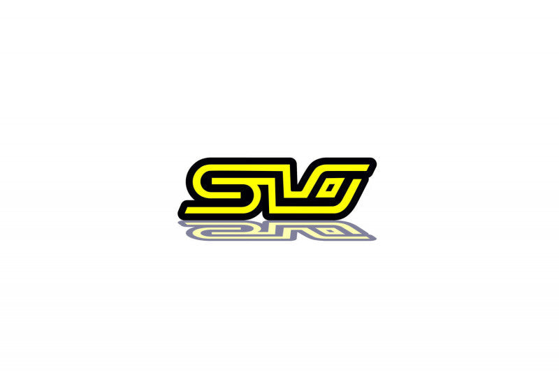 tailgate trunk rear emblem with SLO logo Subaru emblems decoinfabric BLACK YELLOW