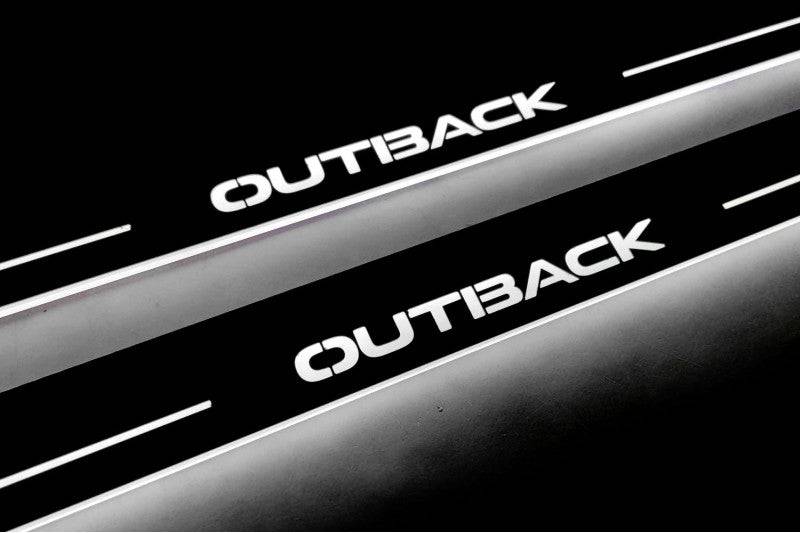 Subaru Outback VI 2019+ Led Door Sills With Logo Outback Subaru Led Door Sills opdesign