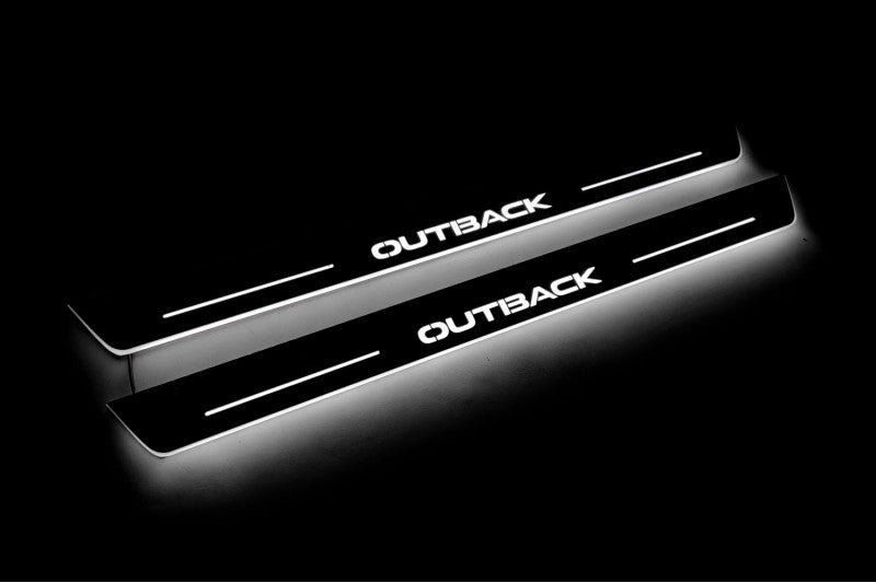 Subaru Outback VI 2019+ Led Door Sills With Logo Outback Subaru Led Door Sills opdesign