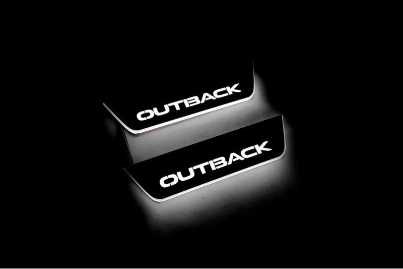 Subaru Outback VI 2019+ Led Door Sills With Logo Outback Subaru Led Door Sills opdesign