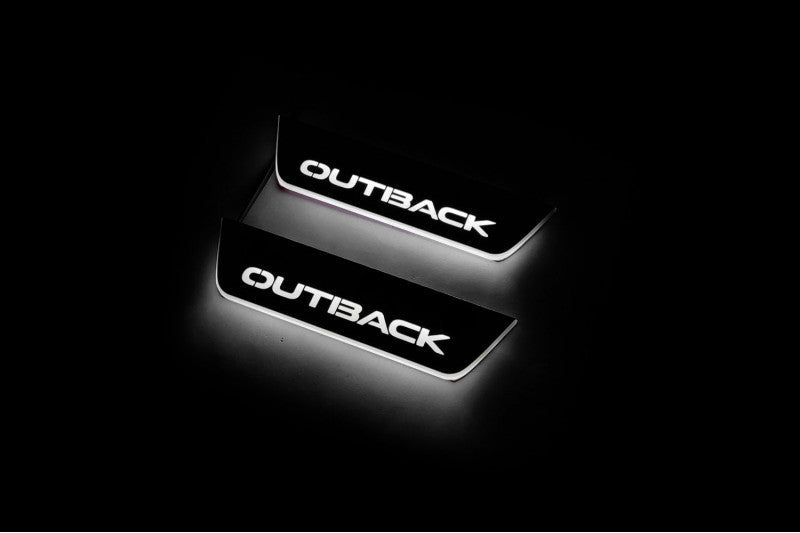 Subaru Outback VI 2019+ Led Door Sills With Logo Outback Subaru Led Door Sills opdesign