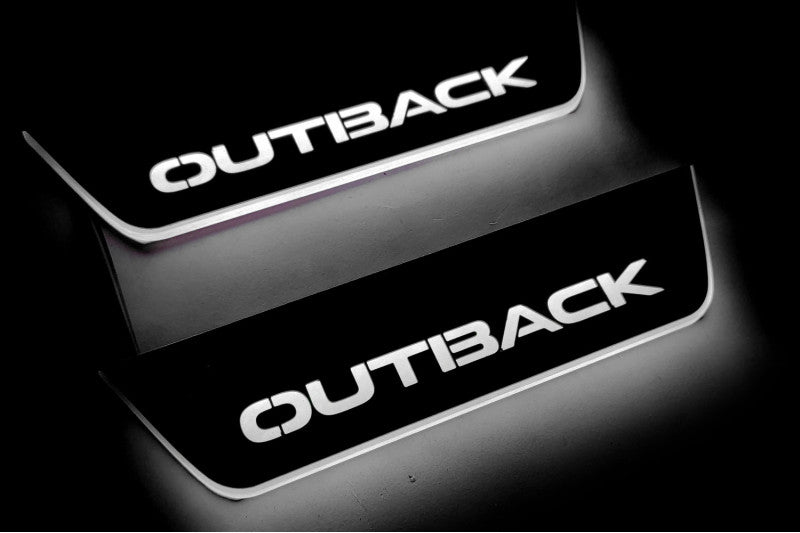 Subaru Outback VI 2019+ Led Door Sills With Logo Outback Subaru Led Door Sills opdesign