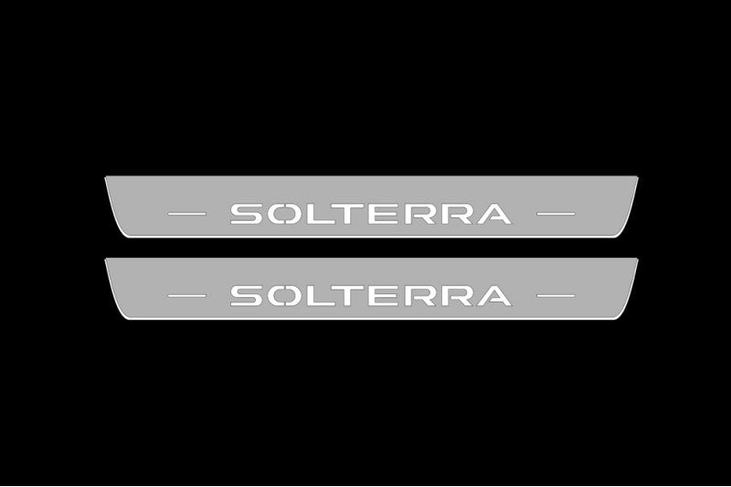Subaru Solterra 2022+ LED Door Sills With Solterra Logo Subaru Led Door Sills opdesign