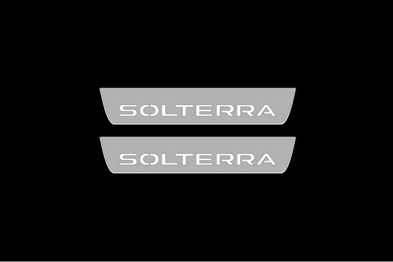 Subaru Solterra 2022+ LED Door Sills With Solterra Logo Subaru Led Door Sills opdesign