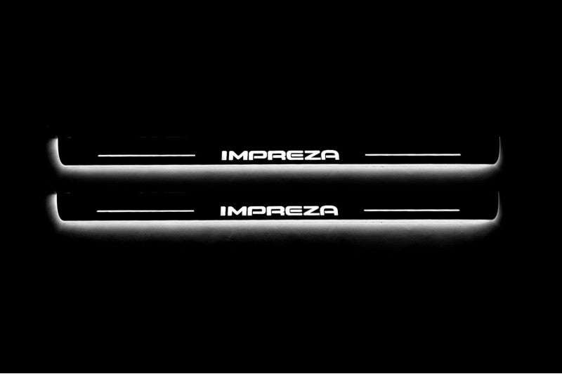 Subaru Impreza III 2007-2014 LED Door Sills With Logo Impreza Subaru Led Door Sills opdesign