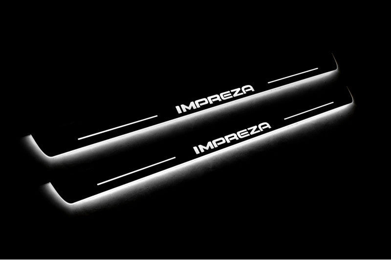 Subaru Impreza III 2007-2014 LED Door Sills With Logo Impreza Subaru Led Door Sills opdesign