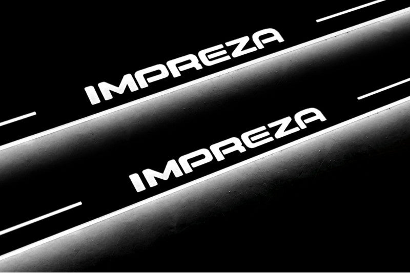 Subaru Impreza III 2007-2014 LED Door Sills With Logo Impreza Subaru Led Door Sills opdesign