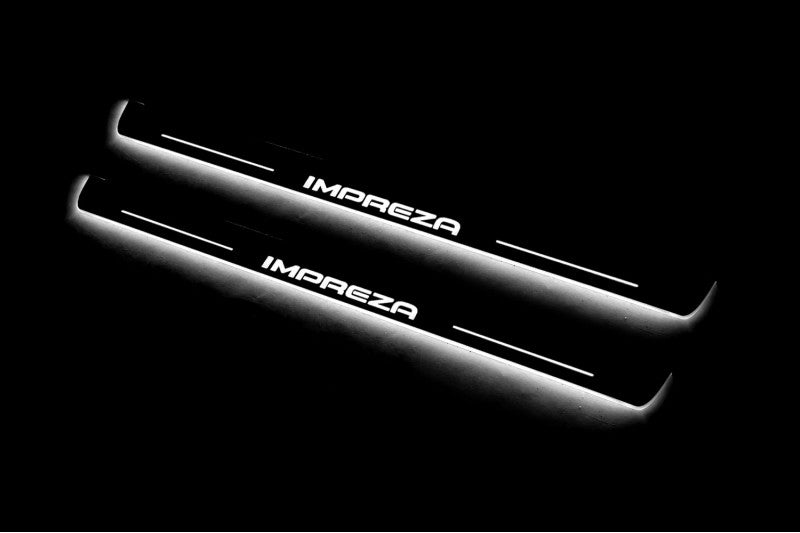 Subaru Impreza III 2007-2014 LED Door Sills With Logo Impreza Subaru Led Door Sills opdesign