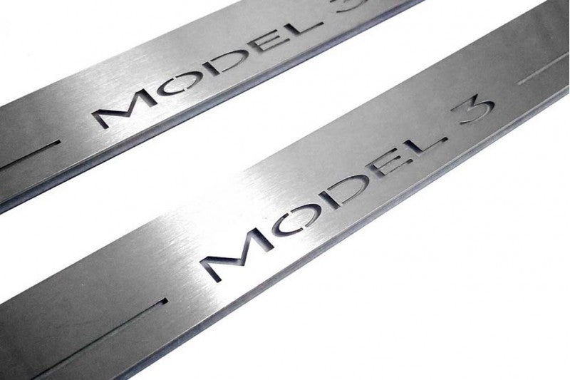 Tesla Model 3 LED Door Sills PRO With Logo Model 3 - decoinfabric