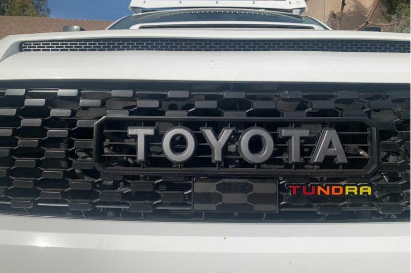 Toyota Radiator grille emblem with Tundra III (Tricolor) logo - decoinfabric