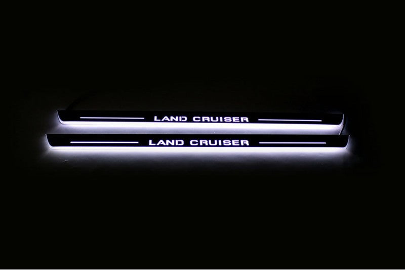 Toyota LC 200 2007-2021 Auto Door Sill Plates With Logo Land Cruiser Toyota Led Door Sills opdesign