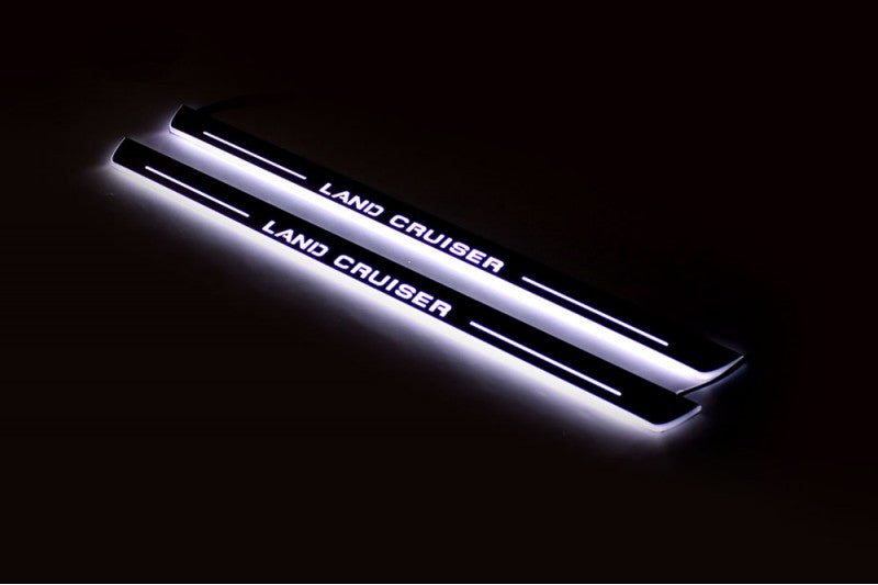 Toyota LC 200 2007-2021 Auto Door Sill Plates With Logo Land Cruiser Toyota Led Door Sills opdesign