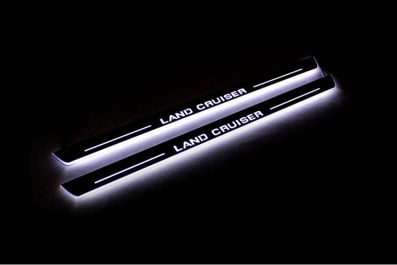 Toyota LC 200 2007-2021 Auto Door Sill Plates With Logo Land Cruiser Toyota Led Door Sills opdesign