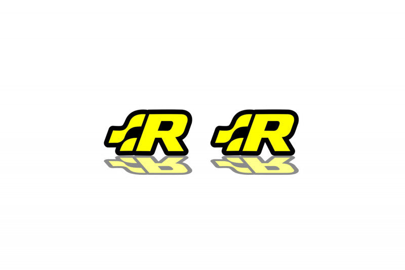 Volkswagen emblem (badges) for fenders with R-Line logo Volkswagen emblems decoinfabric BLACK YELLOW