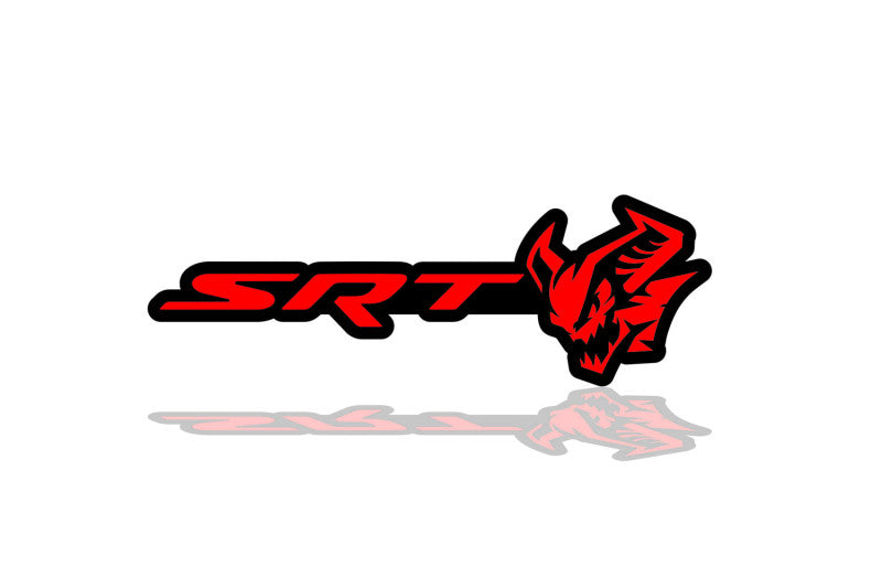 Dodge Challenger trunk rear emblem between tail lights with SRT Demon logo (Type 2) Dodge emblems decoinfabric BLACK RED