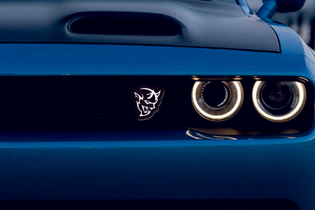 Dodge Illuminated LED Radiator Grille Emblems and Badges with Demon (type 3) logo Dodge Led emblems decoinfabric