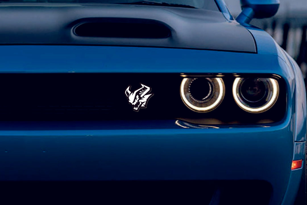 Dodge Emblem & Badge Set - Grille and Tailgate Demon logo (Type 3) Dodge emblems decoinfabric WHITE