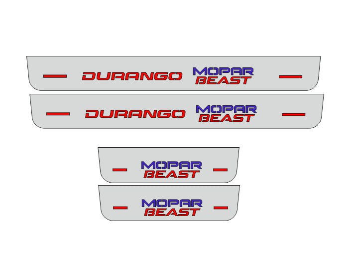 Dodge Durango III 2011+ Door Sill Led Plate With MOPAR BEAST Logo (Type 3) Dodge Led Door Sills opdesign