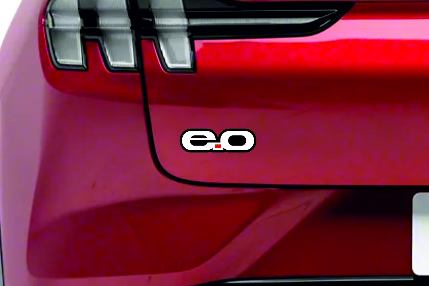 Ford Mustang Mach-E tailgate trunk rear emblem with E.0 logo