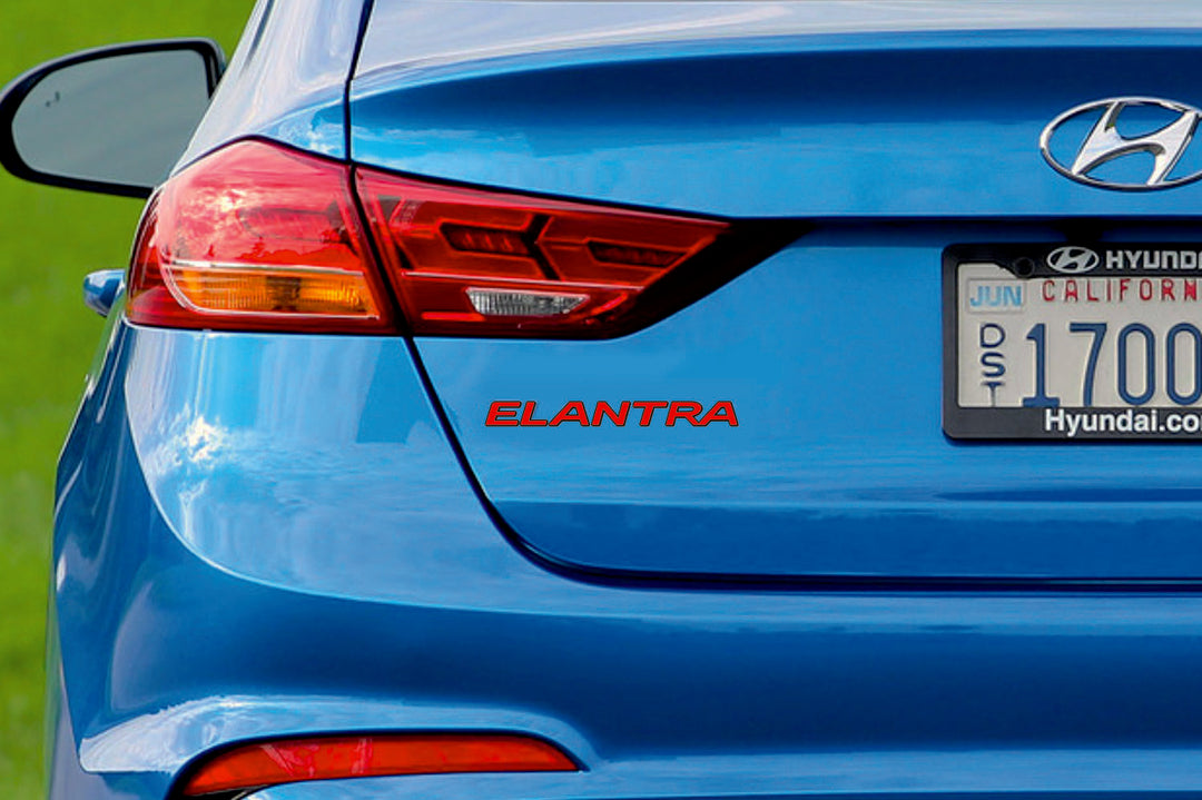 Hyundai Elantra VI AD 2016-2019 tailgate trunk rear 3D emblem with Elantra logo (type MIXT) Hyundai emblems decoinfabric