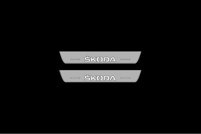 Skoda Enyaq 2020+ LED Door Sills PRO With Logo Skoda Skoda Led Door Sills opdesign