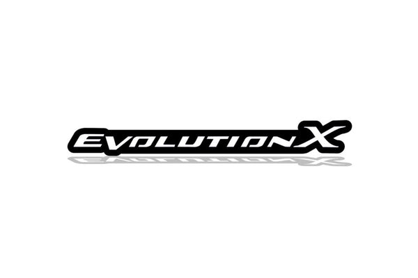 Mitsubishi Radiator grille emblem with Evolution X logo Mitsubishi emblems decoinfabric BLACK WHITE