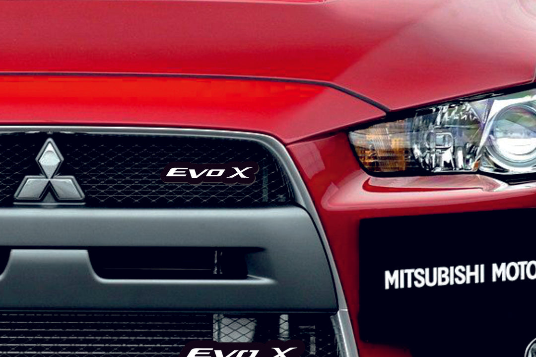 Mitsubishi Illuminated LED Radiator Grille Emblems and Badges with Evo X logo Mitsubishi Led Emblems decoinfabric