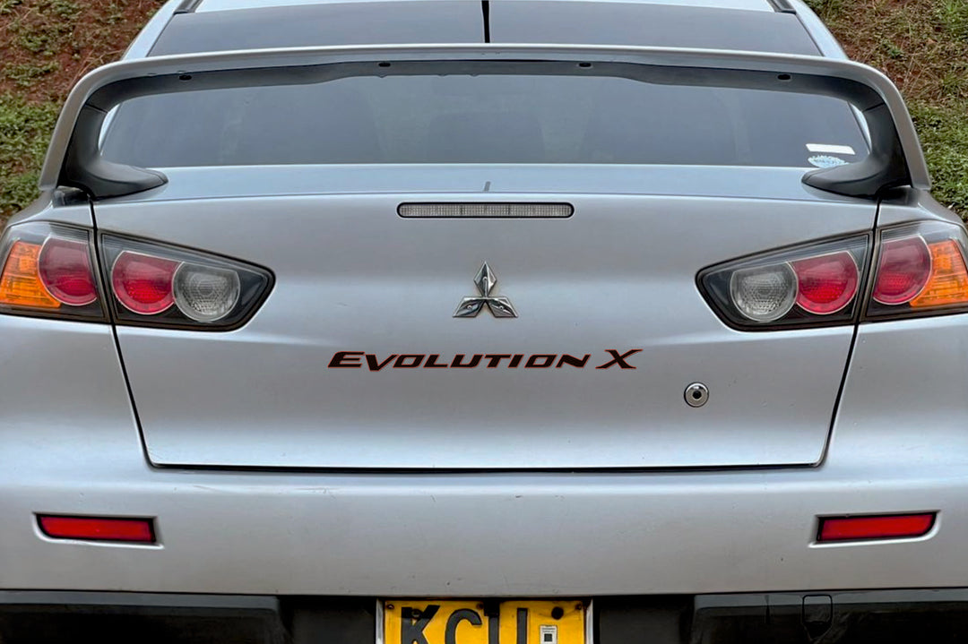 Mitsubishi tailgate trunk rear 3D emblem with Lancer Evolution X logo (type MIXT) Var. 1 Mitsubishi emblems decoinfabric
