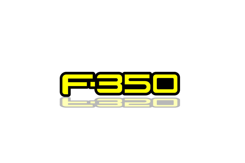 Ford Radiator grille emblem with F-350 logo Ford emblems decoinfabric BLACK YELLOW