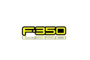 Ford Radiator grille emblem with F-350 logo Ford emblems decoinfabric BLACK YELLOW