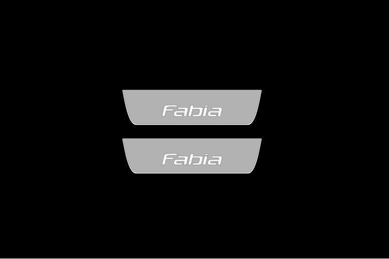 Skoda Fabia II 2007-2014 LED Door Sills PRO With Logo Fabia