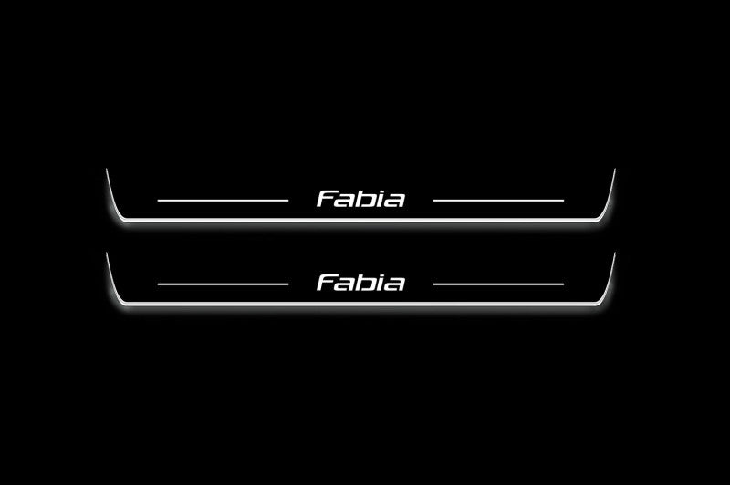 Skoda Fabia II 2007-2014 LED Door Sills PRO With Logo Fabia
