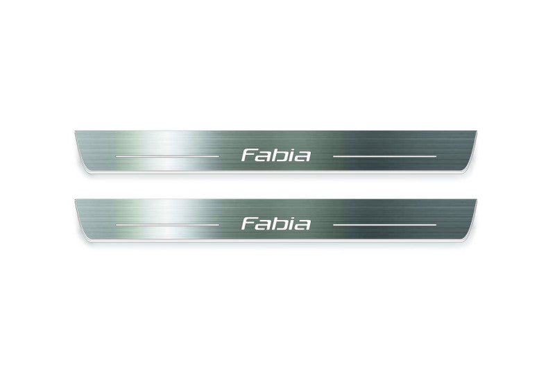 Skoda Fabia II 2007-2014 LED Door Sills PRO With Logo Fabia